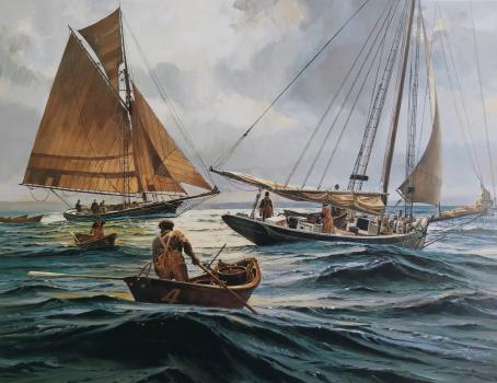 Gloucester Sloop Boats beim Fischfang auf den Grand Banks